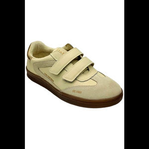 Sam Edelman Talia Hook & Loop Sneakers Ivory/Gold Leather - Medium